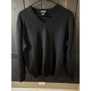 Kirkland 100% Cashmere 2-ply Black Sweater V-neck Women's Size Small Long Sleeve